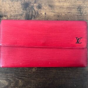 Louis Vuitton Red Textured Leather Wallet